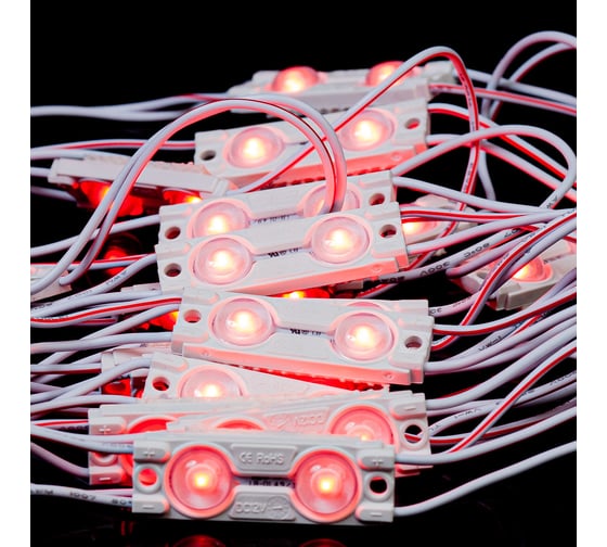 Светодиодный модуль Donled 0.7Вт, 12В, IP65, SMD2835 2LED, 18лм, красный, 20 шт./гирлянда DL2R-L-HP