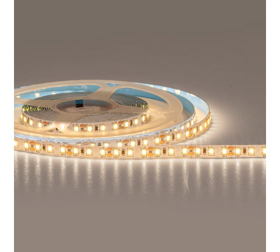 Светодиодная лента Donled 5м, 12В, IP20, 120 LED/m, 9.6Вт/м, теплый белый, 8мм, DL-R120-2835-WW
