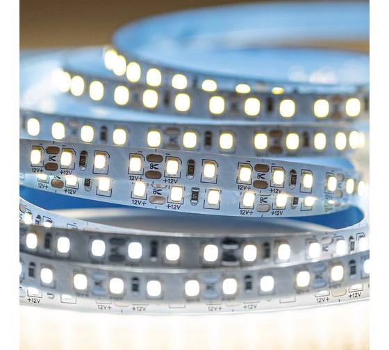 Светодиодная лента Donled 5м, 12В, IP20, 120 LED/m, 9.6Вт/м, нейтральный белый, 8мм, DL-R120-2835-NW