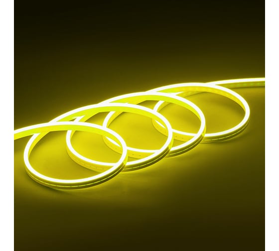 Неоновая светодиодная лента MAKSILED 5м, 6x12мм, 12В, 10.5Вт/м, 110 LED/m, IP33 (СИЛИКОН), лимонный, ML-NF-PR-6mm-L50-Lemon