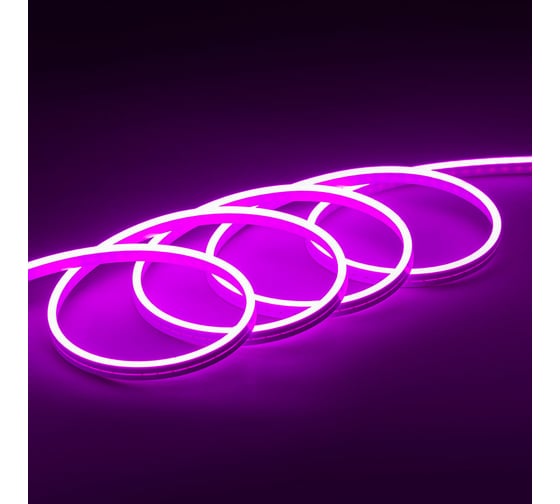 Неоновая светодиодная лента MAKSILED 5м, 6x12мм, 12В, 10.5Вт/м, 110 LED/m, IP33 (СИЛИКОН), сиреневый, ML-NF-PR-6mm-L50-Lilac