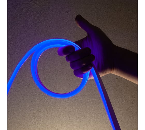 Неоновая светодиодная лента MAKSILED 5м, 8x16мм, 12В, 10.5Вт/м, 110 LED/m, IP33 (СИЛИКОН), синий, ML-NF-PR-8mm-L50-Blue