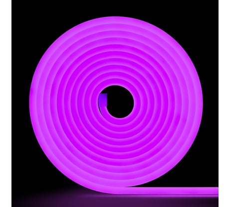 Неоновая светодиодная лента MAKSILED 5м, 8x16мм, 12В, 10.5Вт/м, 110 LED/m, IP33 (СИЛИКОН), сиреневый, ML-NF-PR-8mm-L50-Lilac