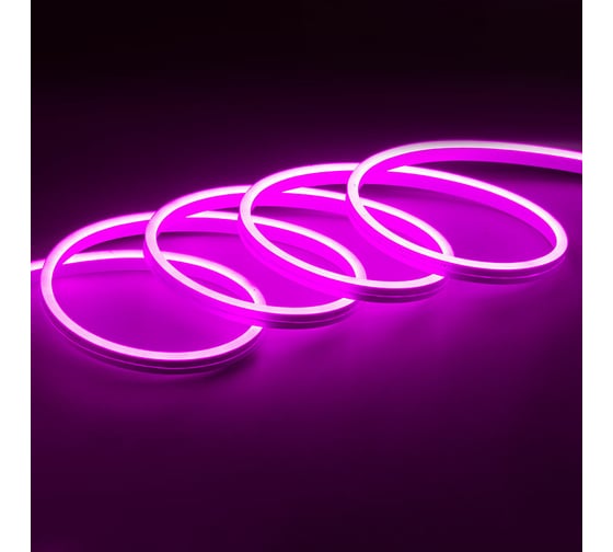 Неоновая светодиодная лента MAKSILED 5м, 8x16мм, 12В, 10.5Вт/м, 110 LED/m, IP33 (СИЛИКОН), сиреневый, ML-NF-PR-8mm-L50-Lilac