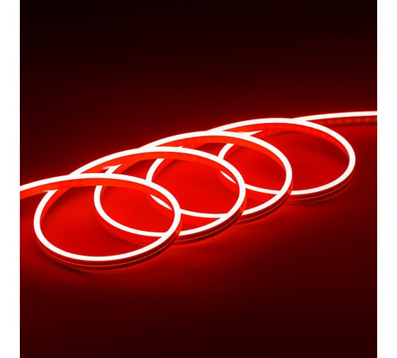 Неоновая светодиодная лента MAKSILED 5м, 6x12мм, 12В, 10.5Вт/м, 110 LED/m, IP33 (СИЛИКОН), красный, ML-NF-PR-6mm-L50-Red