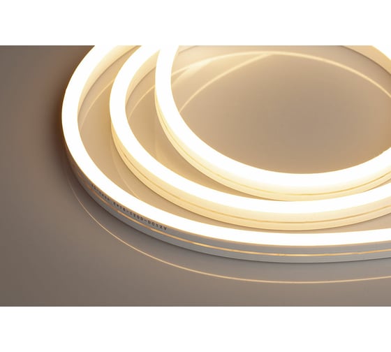 Неоновая светодиодная лента MAKSILED 5м, 8x16мм, 12В, 10.5Вт/м, 110 LED/m, IP33 (СИЛИКОН), теплый белый, ML-NF-PR-8mm-L50-WW