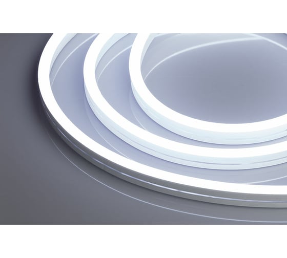 Неоновая светодиодная лента MAKSILED 5м, 8x16мм, 12В, 10.5Вт/м, 110 LED/m, IP33 (СИЛИКОН), холодный белый, ML-NF-PR-8mm-L50-CW
