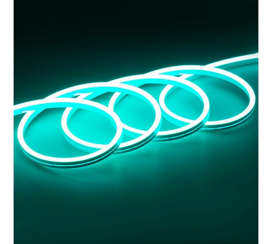 Неоновая светодиодная лента MAKSILED 5м, 8x16мм, 12В, 10.5Вт/м, 110 LED/m, IP33 (СИЛИКОН), бирюзовый, ML-NF-PR-8mm-L50-Turquoise