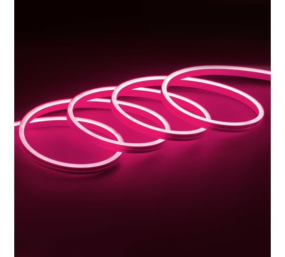 Неоновая светодиодная лента MAKSILED 5м, 8x16мм, 12В, 10.5Вт/м, 110 LED/m, IP33 (СИЛИКОН), светло-розовый, ML-NF-PR-8mm-L50-Light Pink