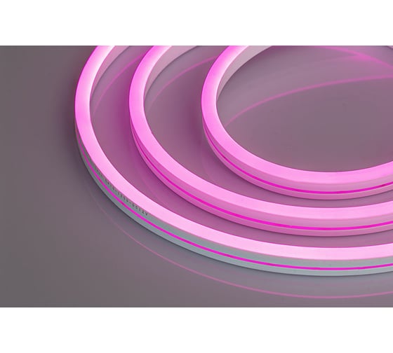 Неоновая светодиодная лента MAKSILED 5м, 8x16мм, 12В, 10.5Вт/м, 110 LED/m, IP33 (СИЛИКОН), розовый, ML-NF-PR-8mm-L50-Pink