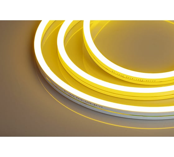 Неоновая светодиодная лента MAKSILED 5м, 8x16мм, 12В, 10.5Вт/м, 110 LED/m, IP33 (СИЛИКОН), лимонный, ML-NF-PR-8mm-L50-Lemon