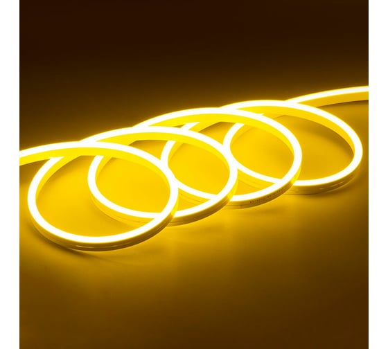 Неоновая светодиодная лента MAKSILED 5м, 8x16мм, 12В, 10.5Вт/м, 110 LED/m, IP33 (СИЛИКОН), лимонный, ML-NF-PR-8mm-L50-Lemon