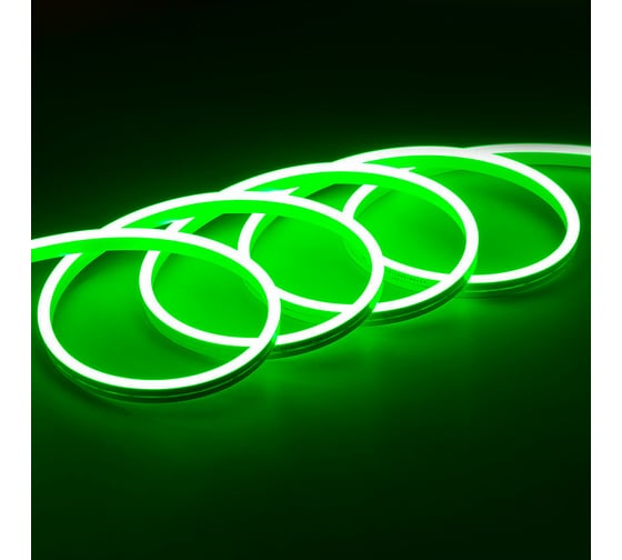 Неоновая светодиодная лента MAKSILED 5м, 8x16мм, 12В, 10.5Вт/м, 110 LED/m, IP33 (СИЛИКОН), зеленый, ML-NF-PR-8mm-L50-Green