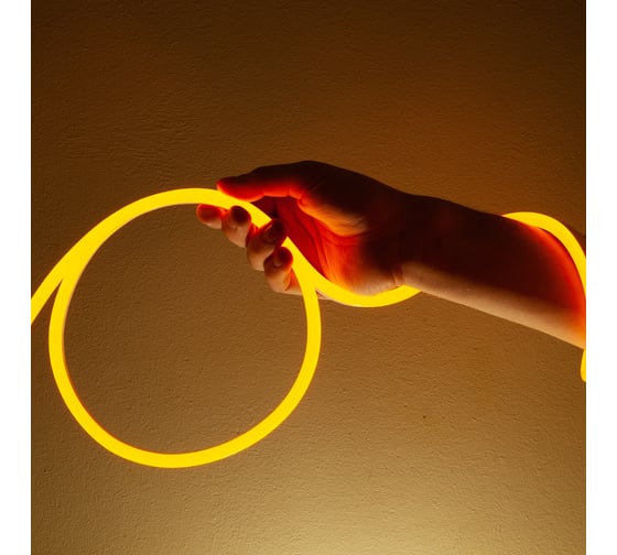 Неоновая светодиодная лента MAKSILED 5м, 8x16мм, 12В, 10.5Вт/м, 110 LED/m, IP33 (СИЛИКОН), золотисто-желтый, ML-NF-PR-8mm-L50-Golden Yellow