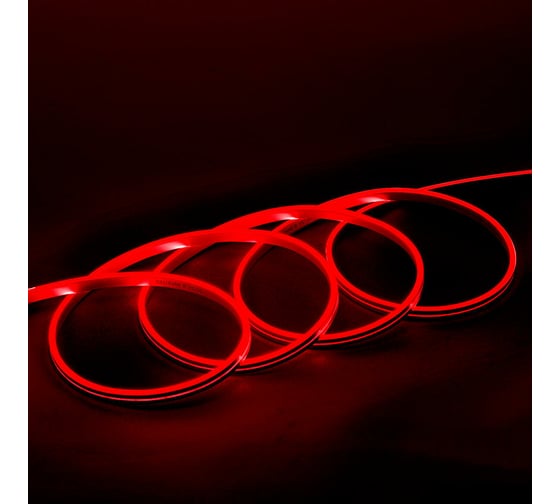 Неоновая светодиодная лента 5м, 6x12мм, 24В, 9Вт/м, 120 LED/m, IP33 (ПВХ), красный, MAKSILED ML-NF-24V-0612-Red
