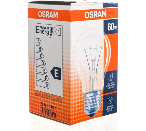 Лампа накаливания CLASSIC A CL 60W E27 OSRAM 4008321665850