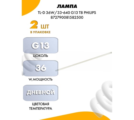 Лампа люминесцентная TL-D 36W/33-640 G13 T8 PHILIPS 872790081582500 928048503351