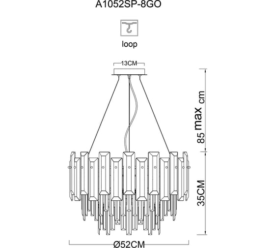 Подвесная люстра ARTE LAMP NICOLETTA A1052SP-8GO