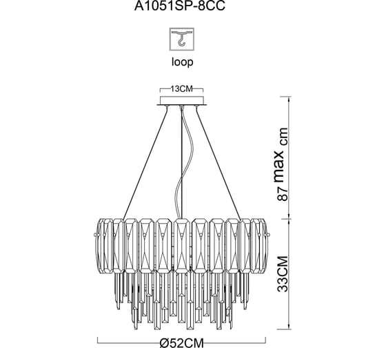 Подвесная люстра ARTE LAMP NICOLETTA A1051SP-8CC
