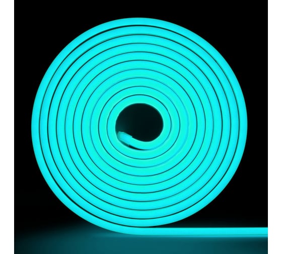 Неоновая светодиодная лента MAKSILED 5м, 6x12мм, 24В, 9Вт/м, 120 LED/m, IP33 (ПВХ), голубой, ML-NF-24V-0612-Ice Blue