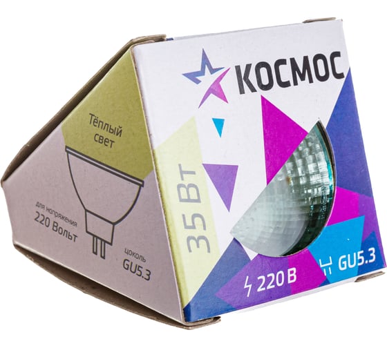 Лампа галогенная КОСМОС JCDR 35W GU5.3 220V LKsmJCDR220V35W
