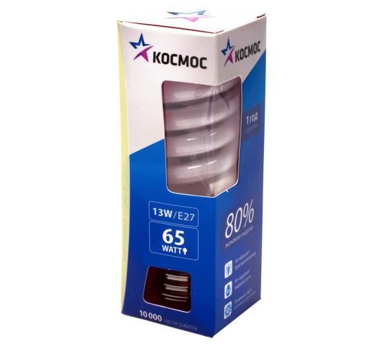 Энергосберегающая лампа КОСМОС SPC 13W E27 2700К LKsmT2SPC13wE2727