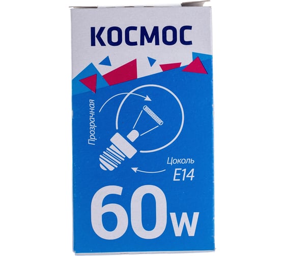 Прозрачная лампа накаливания КОСМОС ШР пр 60W E14 LKsmSSpCL60E14v2