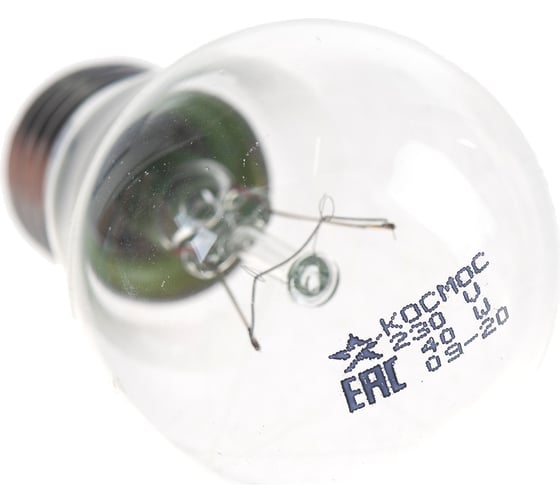 Прозрачная лампа накаливания КОСМОС Стандарт А55 ПР 40W E27 LKsmSt55CL40E27v2