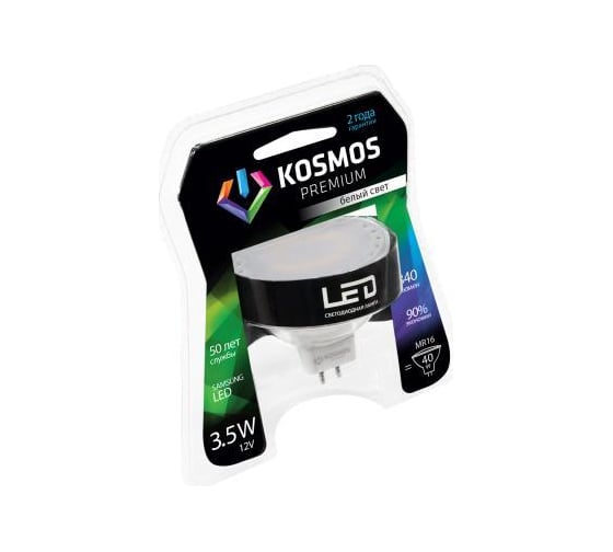 Светодиодная лампа КОСМОС premium LED MR16/ст. 3.5Вт 12В GU5.3 4500K KLED3.5w12vMR16G5345 1