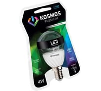 Светодиодная лампа КОСМОС premium LED 4Вт ШАР ПРОЗРАЧНЫЙ 45мм E14 230v 4500K KLED4wGL45230vE1445C