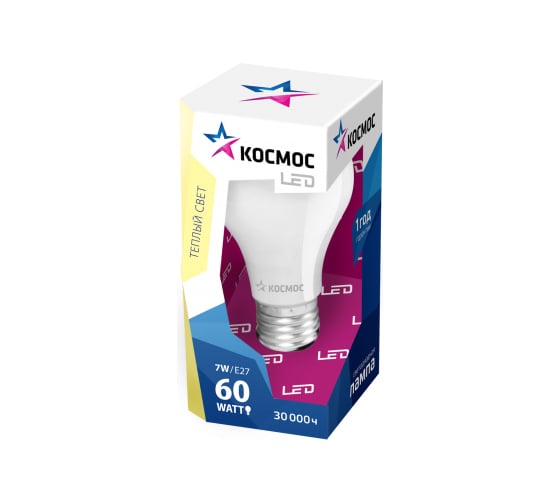 Лампа светодиодная КОСМОС LED А60 7Вт Е27 lksm7wleda60e2727