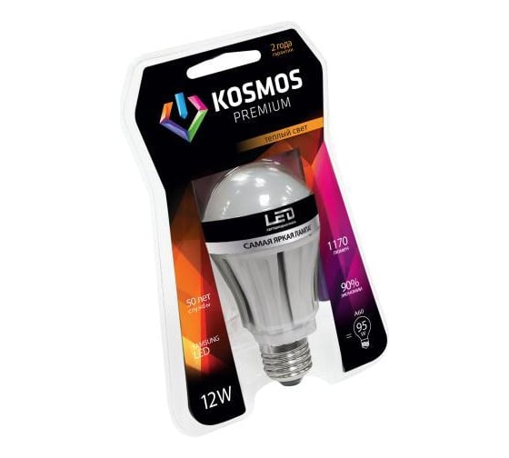 Светодиодная лампа КОСМОС premium LED 12Вт A60 E27 230В 2700K KLED12wA60230vE2727 1