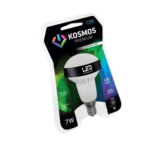 Светодиодная лампа КОСМОС premium LED 7Вт REFLECTOR 50мм E14 230В 4500K KLED7wR50230vE1445 1