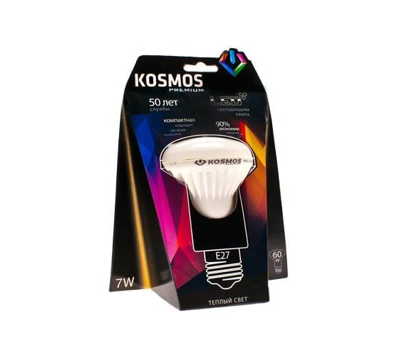 Светодиодная лампа КОСМОС premium LED 7Вт REFLECTOR 63мм E27 230v 3000K KLED7wR63230vE2727 1