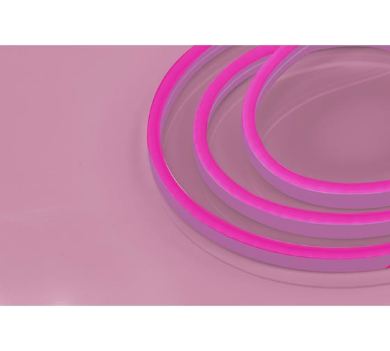 Неоновая светодиодная лента MAKSILED 5м, 8x16мм, 24В, 9Вт/м, 120 LED/m, IP33 (ПВХ), розовый, ML-NF-24V-0816-Pink