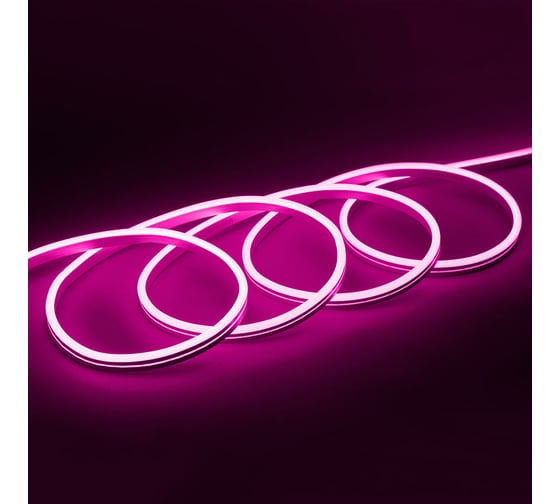 Неоновая светодиодная лента MAKSILED 5м, 8x16мм, 24В, 9Вт/м, 120 LED/m, IP33 (ПВХ), розовый, ML-NF-24V-0816-Pink