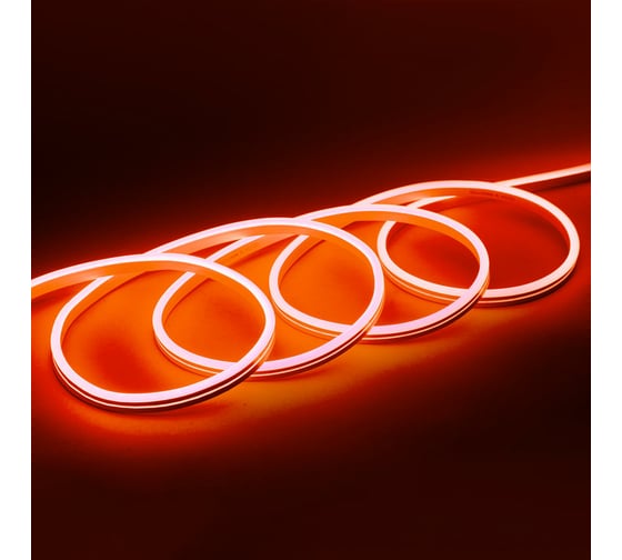 Неоновая светодиодная лента MAKSILED 5м, 8x16мм, 24В, 9Вт/м, 120 LED/m, IP33 (ПВХ), оранжевый, ML-NF-24V-0816-Orange
