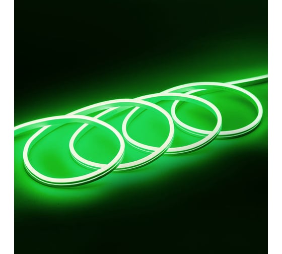 Неоновая светодиодная лента 5MAKSILED м, 8x16мм, 24В, 9Вт/м, 120 LED/m, IP33 (ПВХ), зеленый, ML-NF-24V-0816-Green