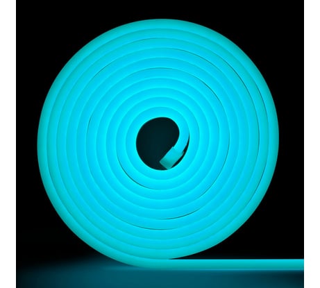 Неоновая светодиодная лента MAKSILED 5м, 8x16мм, 24В, 9Вт/м, 120 LED/m, IP33 (ПВХ), голубой, ML-NF-24V-0816-Ice Blue