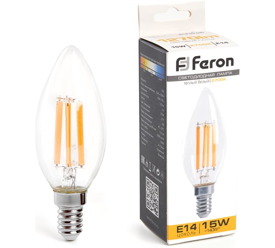 Светодиодная лампа FERON LB-717 Свеча E14 15W 2700K 38256