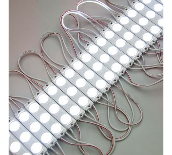 Светодиодный модуль ELF 3SMD диод 2835, с линзой, 160гр., 12В, IP 65, STD, холодный белый (упак 100) ELF-3SMD2835std СW