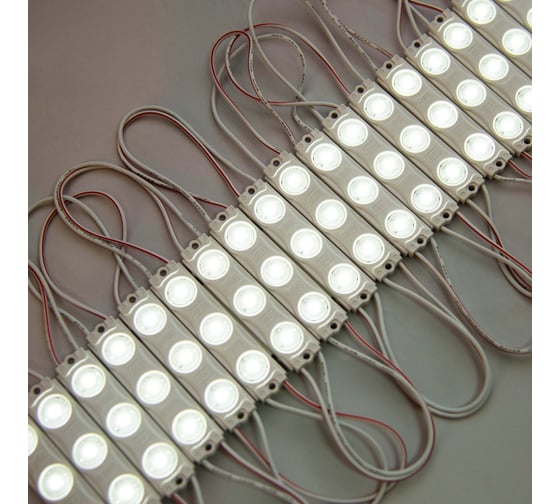 Светодиодный модуль ELF 3SMD диод 2835, с линзой, 160гр.,12В, IP 65, STD, белый (упак 100) ELF-3SMD2835std W
