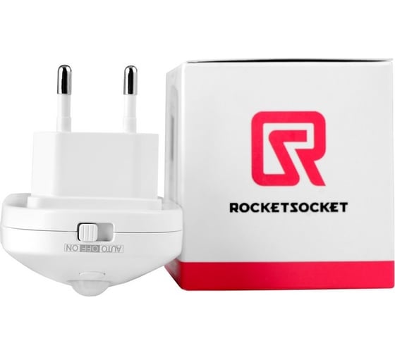 Светодиодный ночник ROCKETSOCKET с датчиком движения овальный, Вкл/Выкл/Авто, 3 режима яркости, теплый белый свет, 0.5Вт, Белый RS-791A