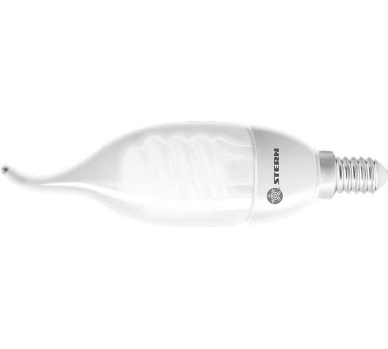 Компактная люминесцентная лампа Stern "свеча на ветру", 9W, 2700K, E14, 8000ч., 90961