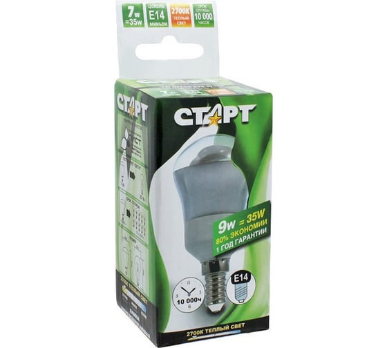 Энергосберегающая лампа СТАРТ 9WRFL50E14 2700K10Y