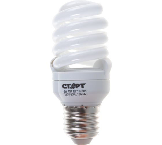 Компактная люминесцентная лампа СТАРТ 15WFSP E27 10000 часов 2700K10Y