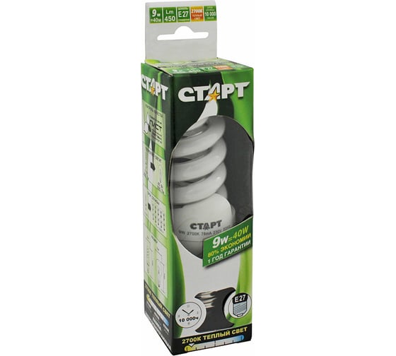 Компактная энергосберегающая лампа СТАРТ 9W FSP E27 2700K10Y