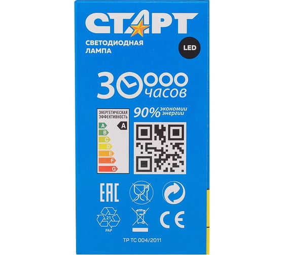 Светодиодная лампа СТАРТ в колбе лон LEDGLSE27 10W27 1 шт. LEDGLSE27 10W 27 15496938