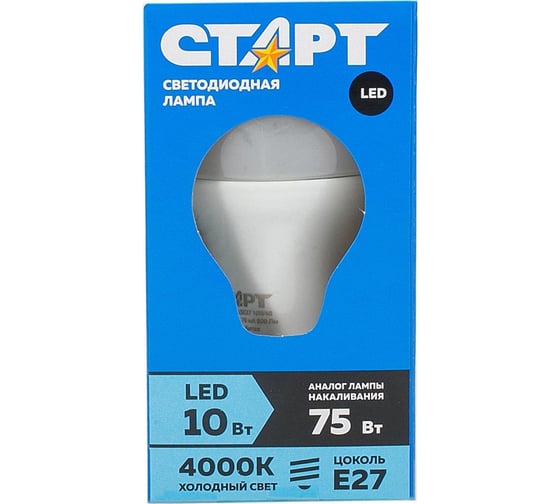 Светодиодная лампа (в колбе лон) СТАРТ LEDGLSE27 10W 40