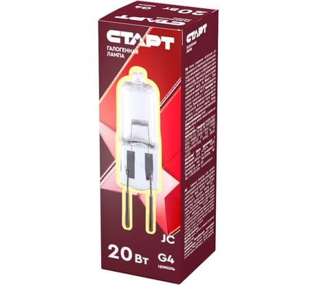 Капсульная галогенная лампа СТАРТ JC 12V 20W G4 10 штук в упаковке JC 12V 20W G4 15496911
